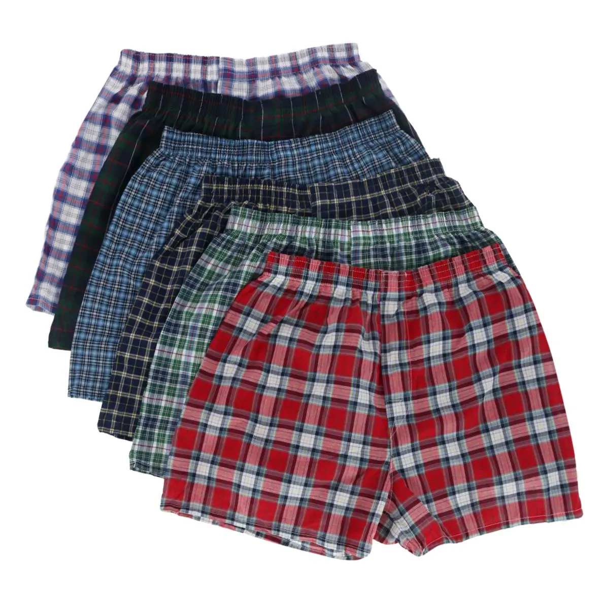 Fruit of the Loom Men's Tartan Boxers Assorted (6 Pack), Boxers, Boxer Shorts, Checked