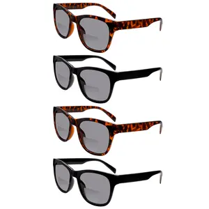4 Pack Bifocal Reading Sunglasses For Women Men Blue Light Blocking Large Frame UV400 Outdoor Readers Comfortable and Stylish Spring Hinge Eyeglasses