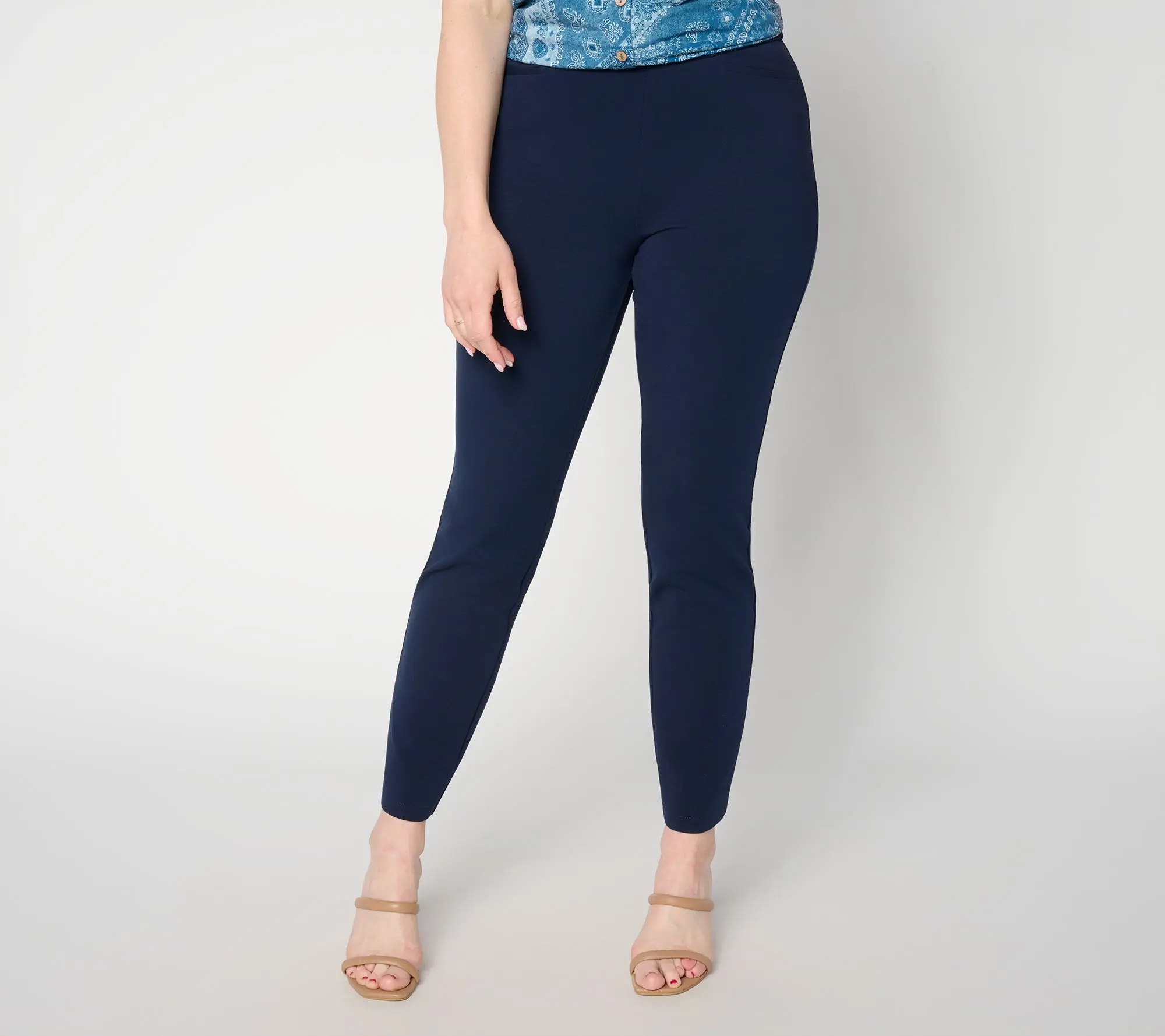 Susan Graver Essentails Petite Premium Stretch Slim Leg Ankle Pants