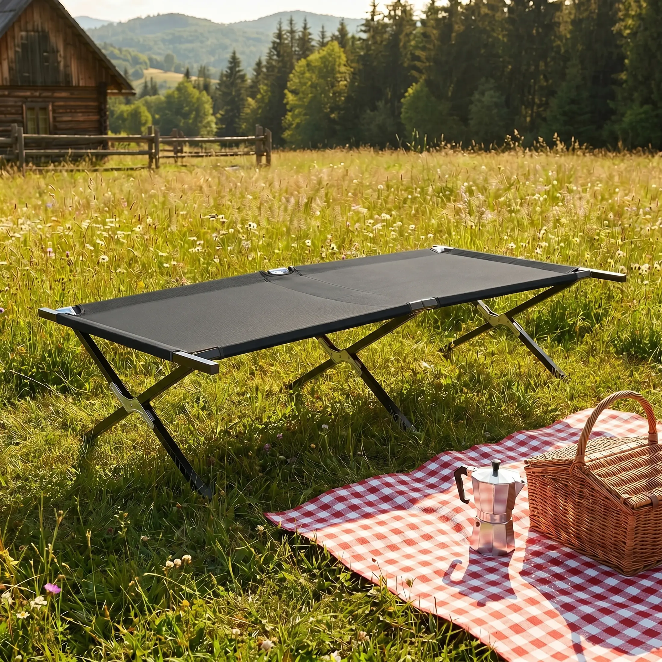 Collapsible Camping Cot – Heavy Duty Folding Bed for Outdoor Travel, RV, Beach, Backyard, Office Nap & Home Use, Portable Sleeping Cot with Durable Frame