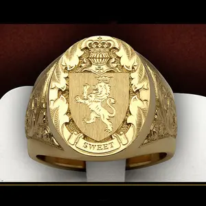 Engraved Crown Lion Ring for Men and Women, Y2K Style Couple Jewelry, Personalized Daily or Party Gift for women and men