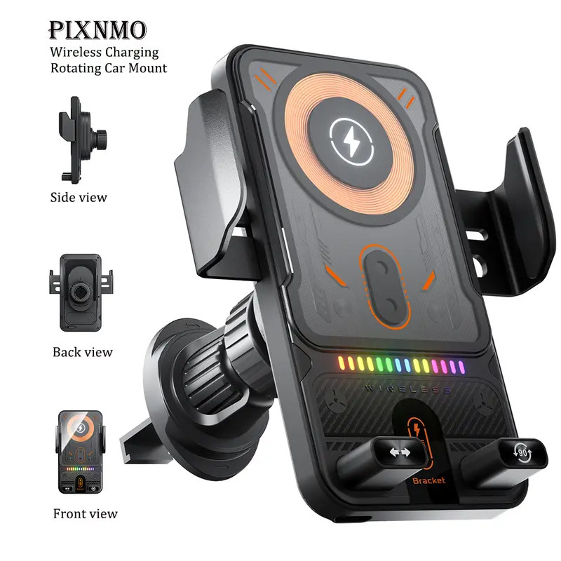 NewYear magnetic Fast Wireless Car Charger 15W 360° Rotate & Multi-angle Adiustment Car Mount Smartphone Cellphone Standwith Auto Clamping Phone Holder - Compatible with iPhone 16/15/14/13/12/11 Pro Max, Samsung Galaxy S24/S23/S22/S21