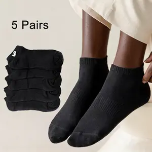 Pack of 5,no-show socks,Breathable fabric socks, breathable, sweat-absorbing, comfortable, and stay-on short socks, design suits daily casual wear，80% cotton