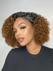 Short Curly Wave Pixie Cut Wig Curly Bob Wig Human Hair Lace Frontal Wig 13x4 Transparent Lace Front Wig Curly Wave Wig Kinky Curly Wig Human Hair Wig 150% Density 8Inch Human Hair Wig for Daily Casual Party