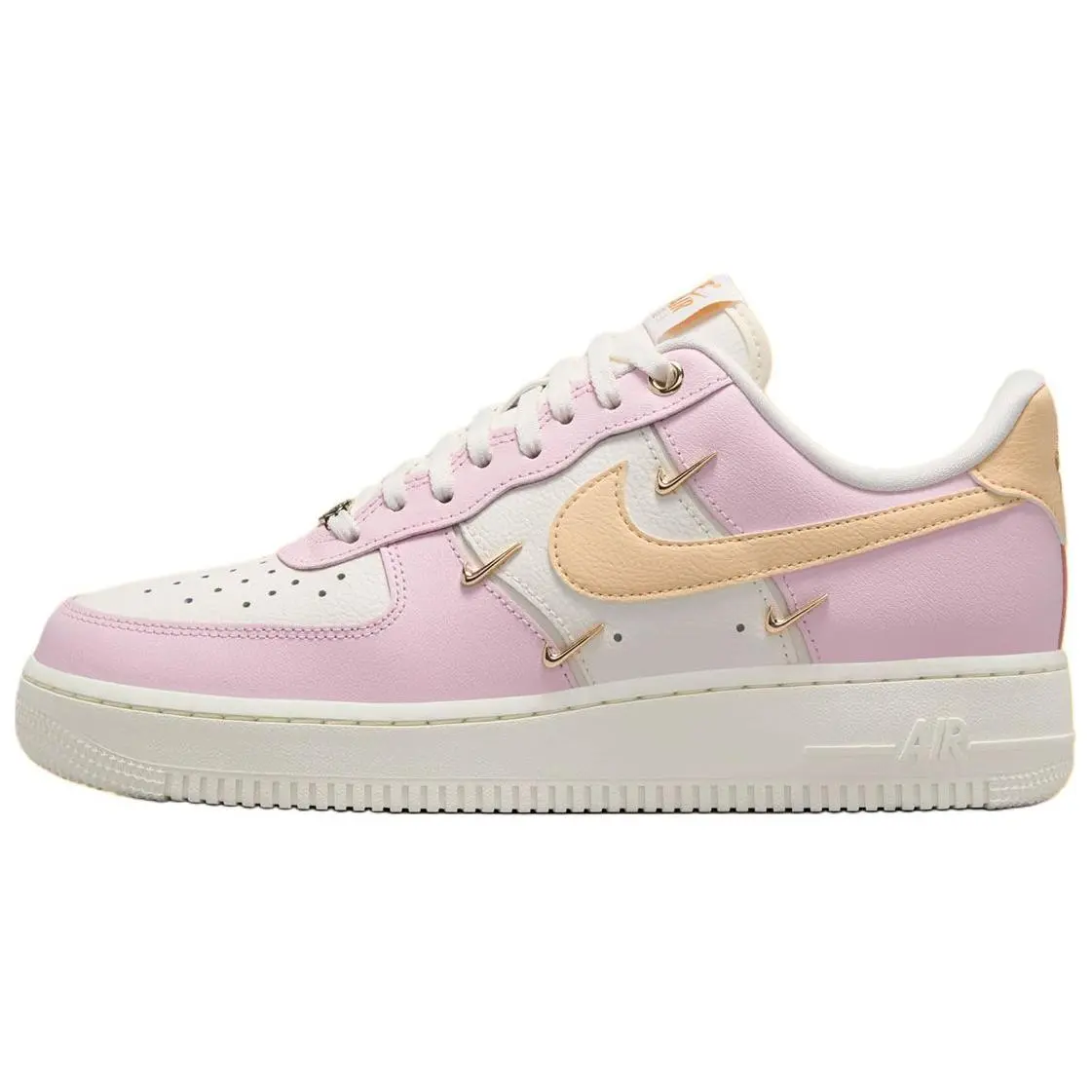 Women's Nike Air Force 1 '07 LX Low-Top Closed Athletic Sneakers - Pink & White, Comfortable, Versatile, Slip-Resistant, Durable Walking Shoes, Classic Trainers