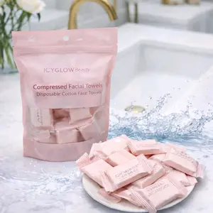 ICYGLOW Compressed Towels 30PCS – 100% Biodegradable Cotton – 24x30cm Disposable Facial Towels – Travel & Skincare Essential Daily Reusable Skin Healthcare