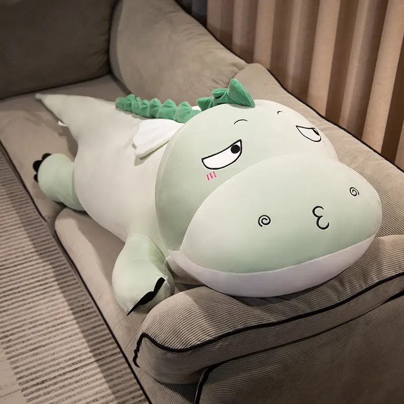 Giant Dragon Plush Pillow with Wings, (Green/Pink), 100-140cm Polyester Fiber Fill, Cute Room Stuff for House Decoration in Living Rooms & Bedrooms, Sleeping Body Pillow for 12 Years Above