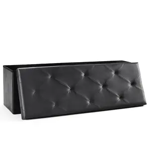 Foldable Storage Ottoman Bench - PU Leather Foot Rest Stool with Hidden Storage, 660LB Capacity for Living Room & Entryway