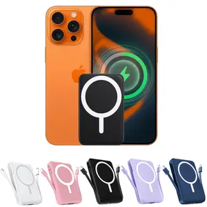 Power Bank | Portable Charger | Magnetic Power Bank | Magnetic Wireless Power Bank — 10,000mAh Magnetic Portable Charger, Supports 22.5W PD Fast Charging, Built-in Charging Cable — Compatible With Mobile Accessories, Smartphones, And Mobile Devices usb-c