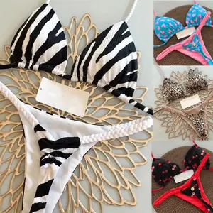 European and American New Sexy Push-Up Braided Bikini Two-Piece Swimsuit Brazilian Beach Swimwear Fashion Underwear Panties