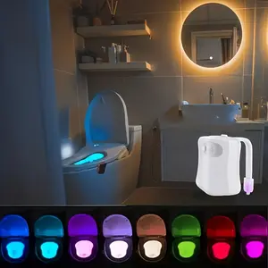 Smart Toilet Light with Motion Detection, 16 Color Options, Automatic Light Changing, Adjustable Lights, Battery Powered, Infrared Sensor, Energy Saving, Safe Night Lighting