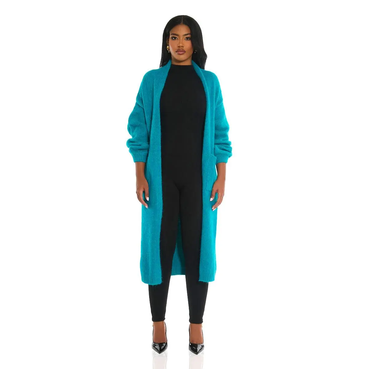 Leisure Balloon Sleeve Cardigan (Teal)