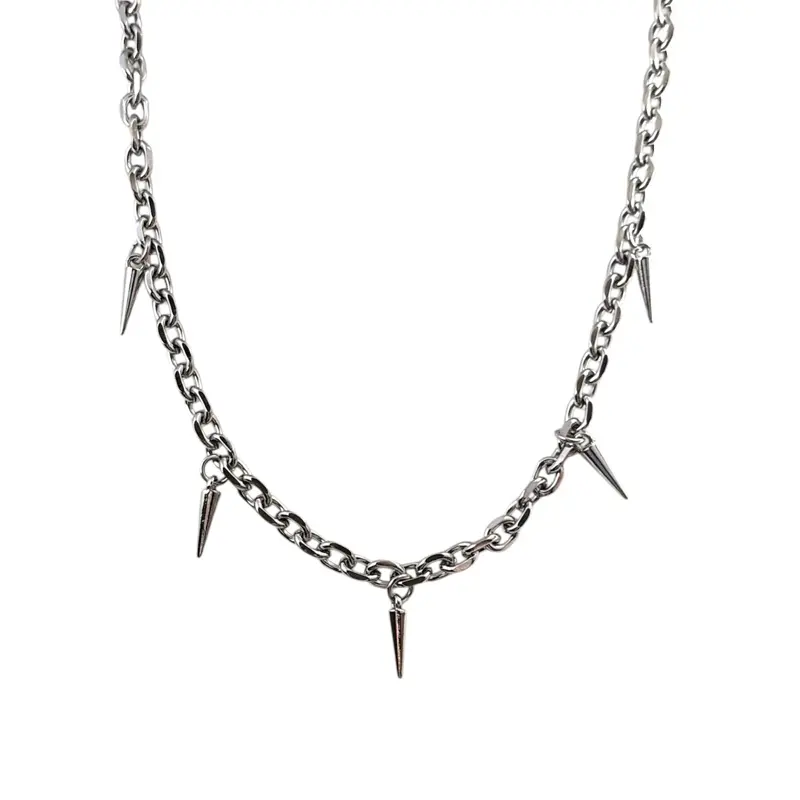 Spike Link Chain Necklace for Men Women Streetwear Punk Hip Hop Unisex Necklace