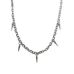 Spike Link Chain Necklace for Men Women Streetwear Punk Hip Hop Unisex Necklace