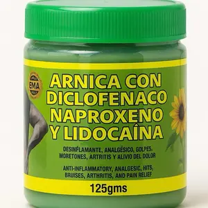 Arnica Pomada Muscular 125g - Herbal Massage Balm with Diclofenac Naproxen & Lidocaine - Non-Greasy Formula for Bruises Arthritis Pain Relief - Natural Treatment for Full Body Care