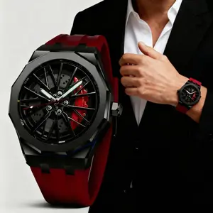 Men's Racing Wheel Sport Watch With Water Resistant Silicone Strap Luminous Dial And Adjustable Fit A Great Gift Idea For Him