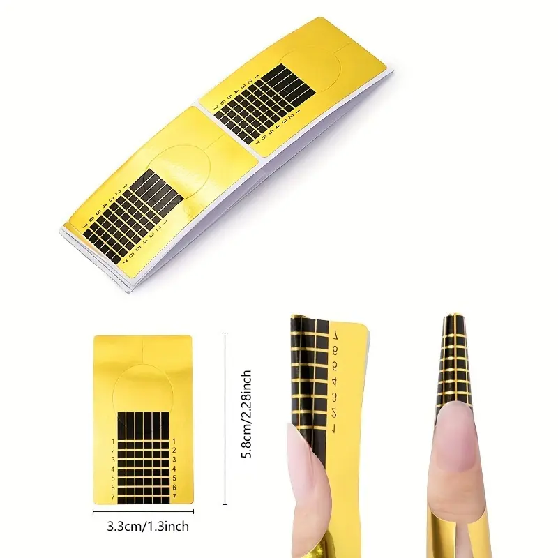 [Golden Nail Forms] 50/100/500pcs Golden Self-Adhesive Nail Forms | UV & Poly Gel Extensions, Matte Finish, Medium Square Shape, Manicure Design Accessories, Nail Art, DIY Nails Art, Home Nail Art, Nail Art Supplies