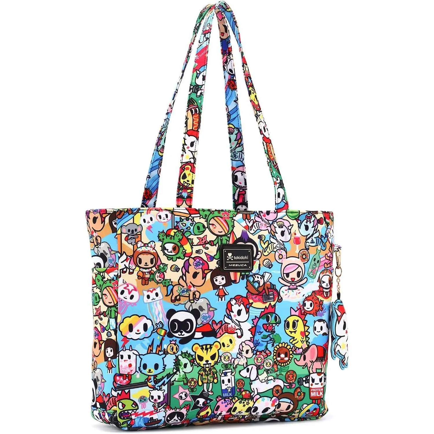 tokidoki Unicorno Foldable Tote Bag for Women, Canvas Tote Bags with Doll Portable Shoulder Handbag for school Work Travel