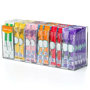 Multi-Purpose 6-Compartment Beverage Station Organizer. Transparent Drink Packet Holder & Tea Caddy with Removable Dividers.Clear Drink Packet Organizer for WaterTok - 6 Compartment Water Flavor Packet Holder with Removable Dividers.