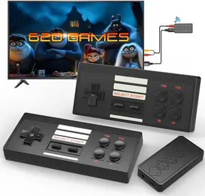 Classic Mini Video Game Console with 620 FC Games & 2 Wireless Controllers - Plug-and-Play Retro Gaming System for Kids & Adults - Perfect Halloween Gift