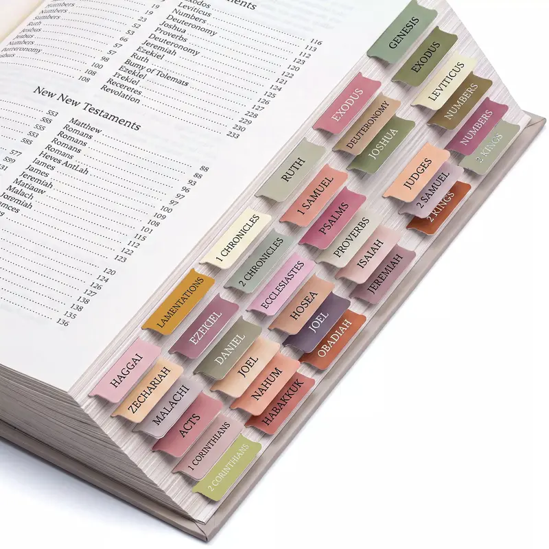 Bible Tabs Set, 75 Large Print Bible Index Tabs, 66 Old & New Testament + 9 Blank Tabs, Easy Navigation, Boho Bible Study Accessories