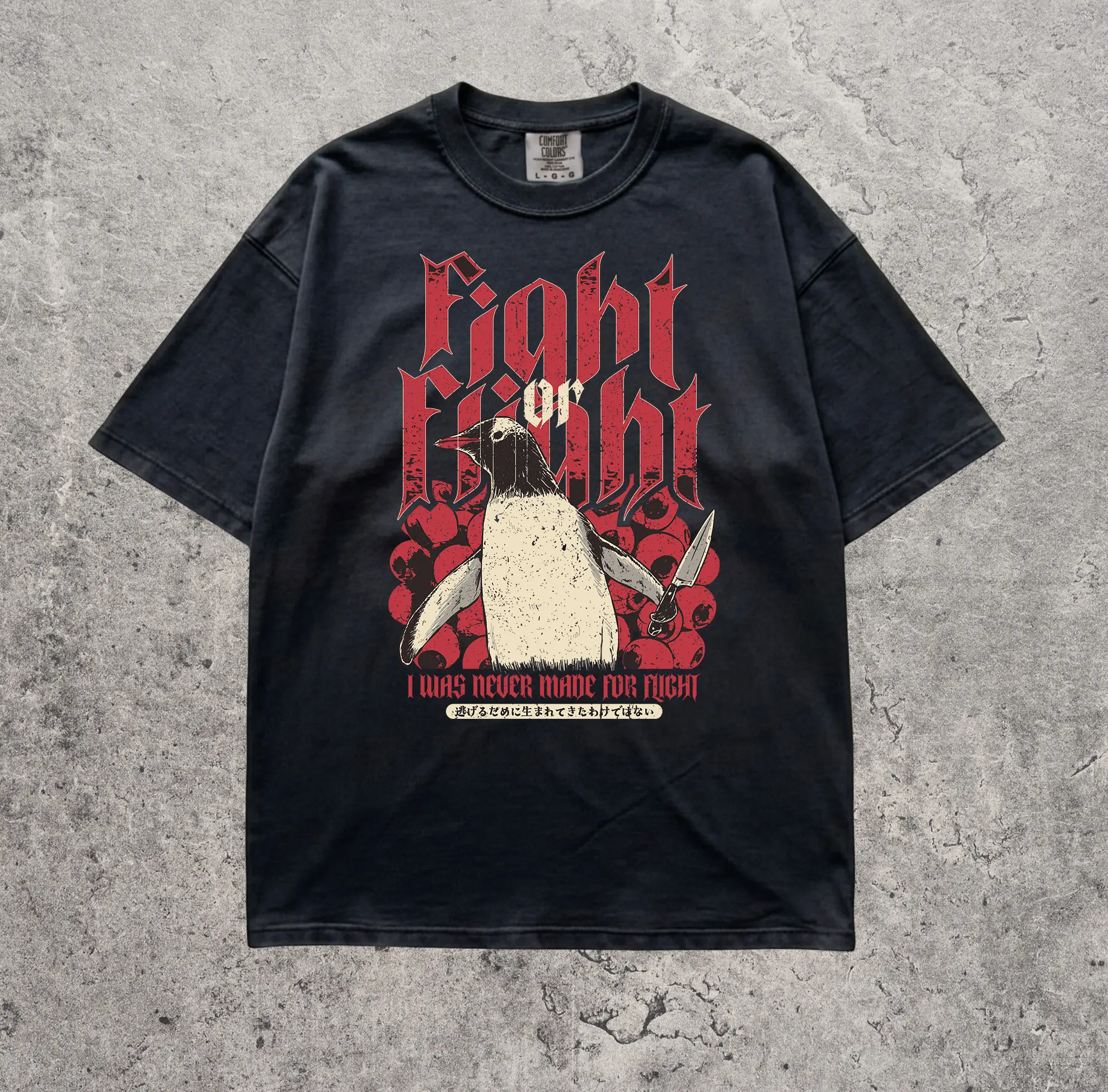 Fight Or Flight Penguin Comfort Colors Shirt - Funny Bird Meme Graphic Tee - Penguin Horror Unhinged Tshirt
