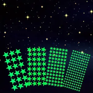 Luminous stars and point stickers, glow in dark fluorescent walls and ceiling decorations, suitable for bedroom decoration - PVC self adhesive stickers, suitable for birthday parties and party celebrations, no electricity required, mixed size packaging