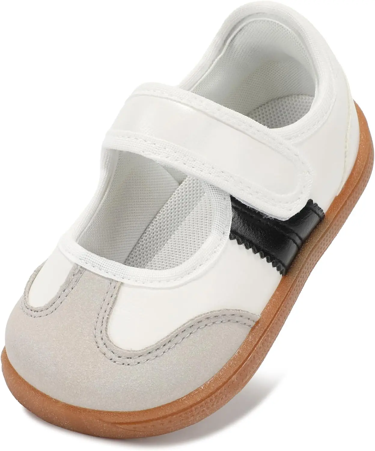 Toddler Girl Mary Jane Classic Sneakers | Wide Toe Box, Barefoot-Inspired Comfort, Flexible Sole, Hook-and-Loop Straps, Retro Style for School, Play & Everyday Wear