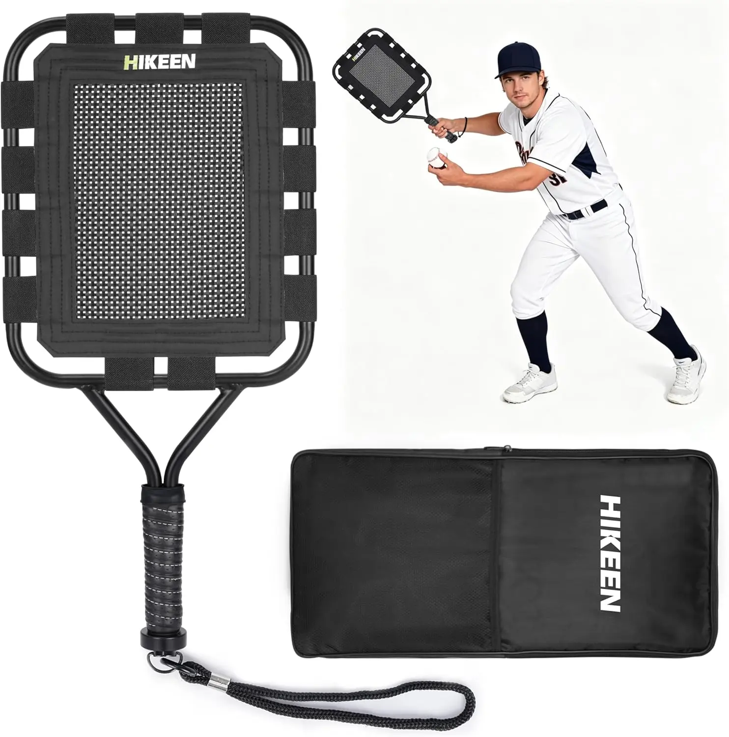 Hikeen Wide Band Baseball Fungo Bat with Balanced Weight & Impact Mesh - Elastic Band Design for Coaches to Help Players Practice Pop Flies, Ground Balls, Field Drill, Sporty Baseball Training Equipment