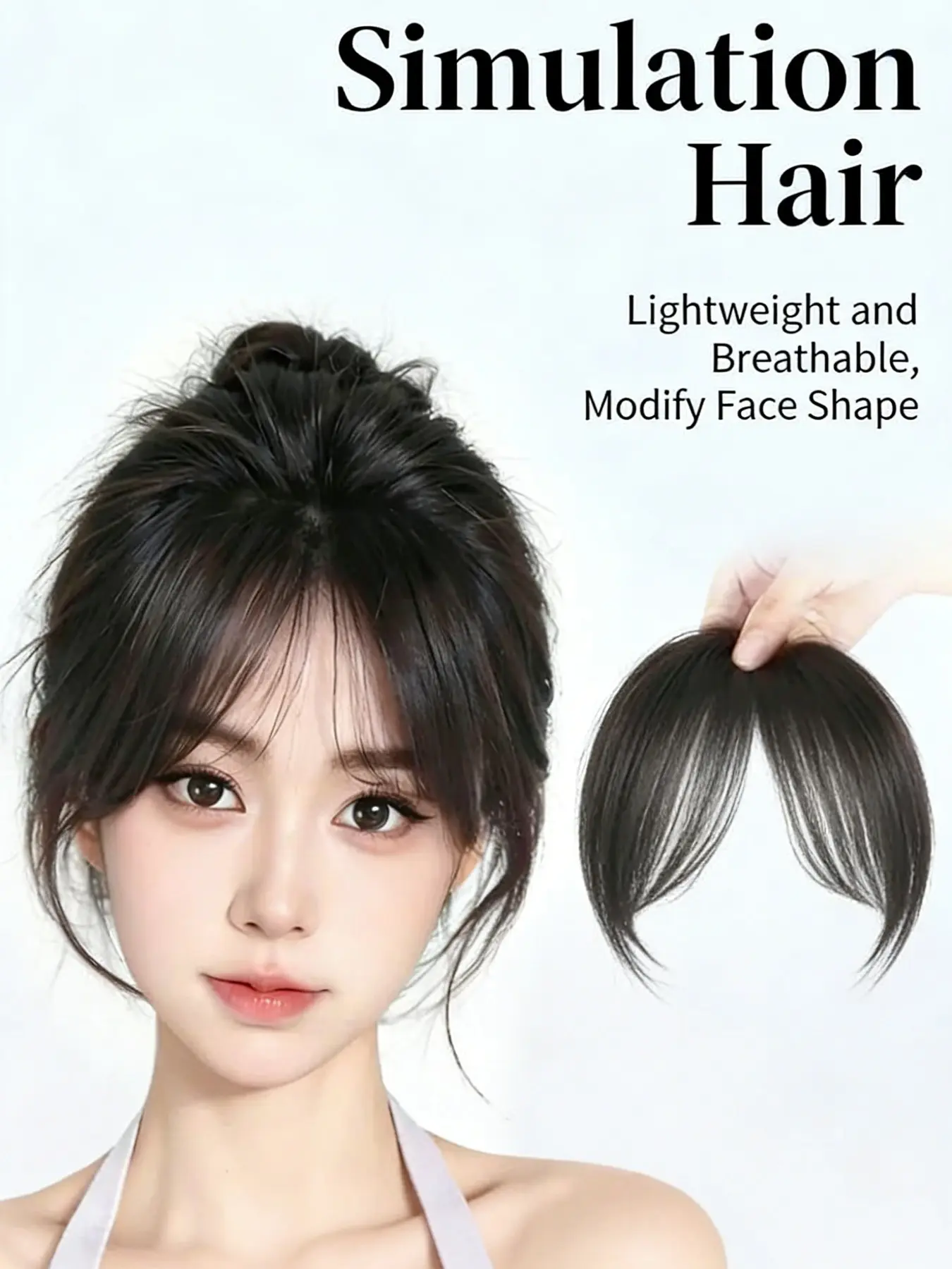 8-Character Bangs Hairpiece, Volume-Increasing Loose Clip, 2026 New High Forehead Invisible Hair Patch, Invisible Hair Topper, Summer Breathable Realistic Extension Hairpiece, Thick Hair Piece