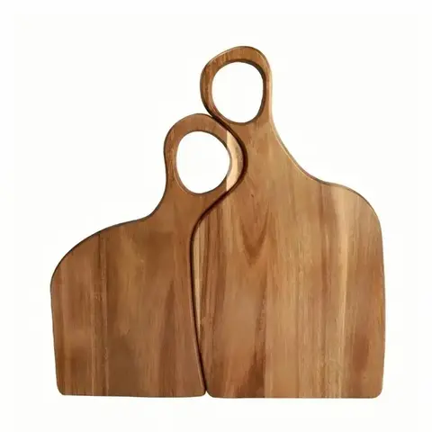 2-Count Non-Toxic Rectangular Wooden Cutting Boards Set with Handle Grips, Durable Natural Wood Grain Plain Food-Safe Chopping Boards, Essential Kitchen Accessories for Home Use, Cutting Boards Non Toxic