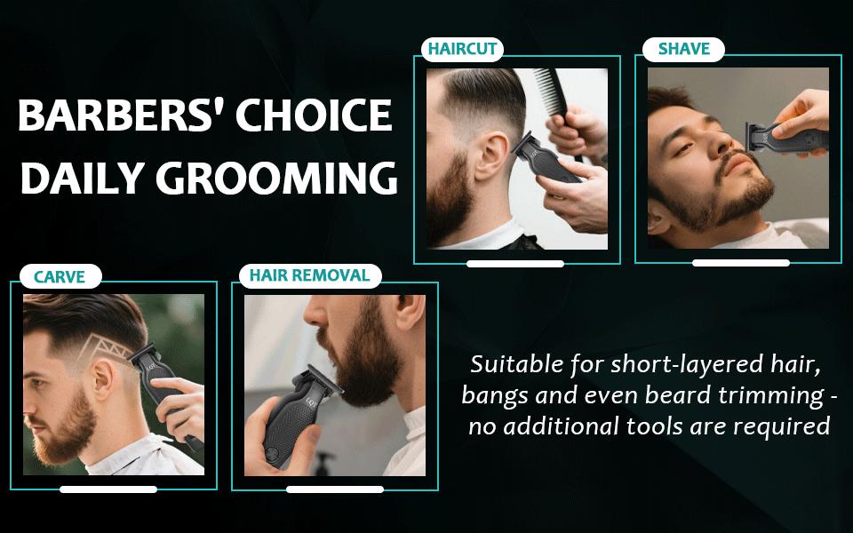 LQT Professional Cordless Beard Trimmer & Hair Edger for Men, Rechargeable Electric Detail Trimmer with LCD Display, 4 Guide Combs, USB Charging, Precision Grooming Kit for Fades, Edges, Body Hair