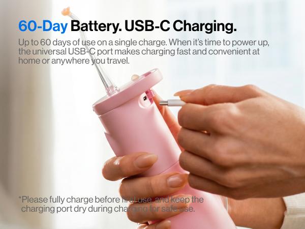 [Hot] usmile C30 Cordless Oral Irrigator - Single Unit, 60s Continuous Flossing, 60-Day Battery, 5 Intensity Levels with Gum Care Mode for Deep Clean, IPX7 Waterproof, BPA-Free, USB-C Rechargeable for Home Travel, Care Oral Irrigators, Oral Plaque Remover