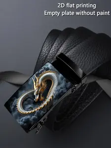 Elegant Dragon Pattern Art Design, Business Casual Style, Automatic Buckle Closure, Perfect Father's Day & Valentine's Gift