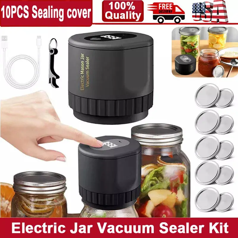 2025 Latest Portable Electric Jar Vacuum Sealer Kit for Food Storage,Firm and Non-Slip Seal,One-Button Start and Easy Operation, Suitable for Wide Mou