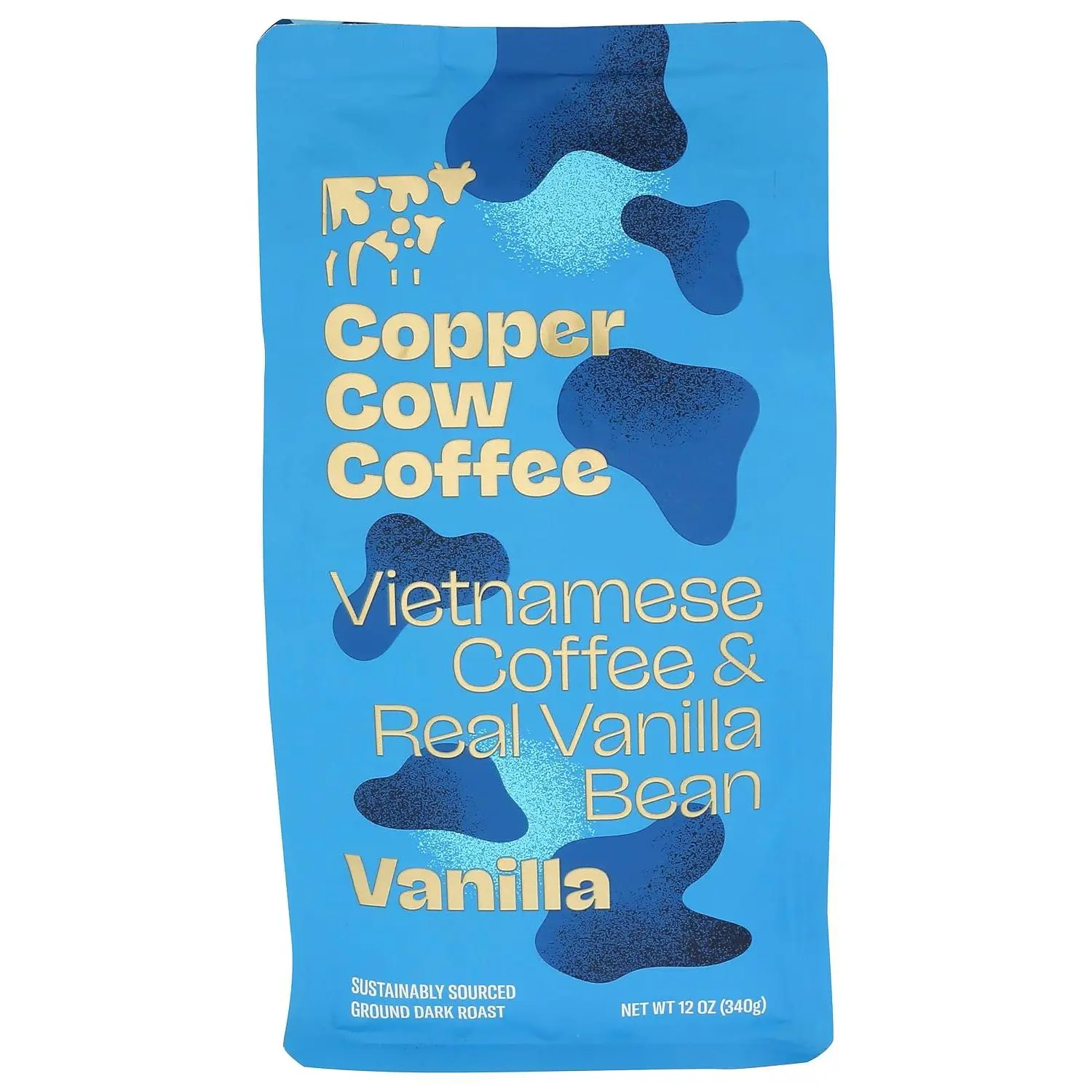 Copper Cow Coffee, Coffee Vanilla Ground, 12 Ounce
