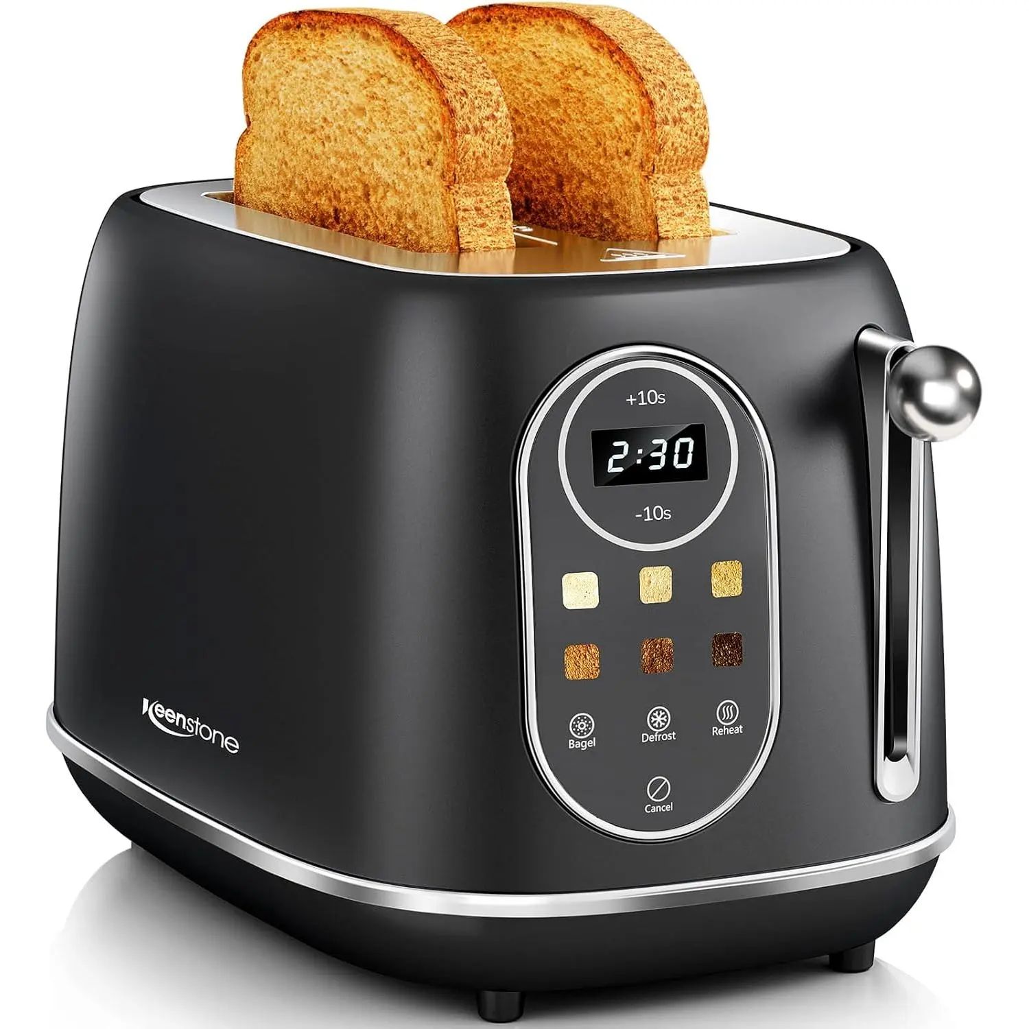 Classic 2-Slice Retro Stainless Steel Toaster, 9x7 in Extra Wide Slots, 6 Browning Levels, Compact Design, Fast Reheating, Defrost Function, Removable Tray, Anti-Slip ft, Easy to Clean for Bagels & Toast, 9*7In, Daily Home Kitchen Use, Reheat Function, Co