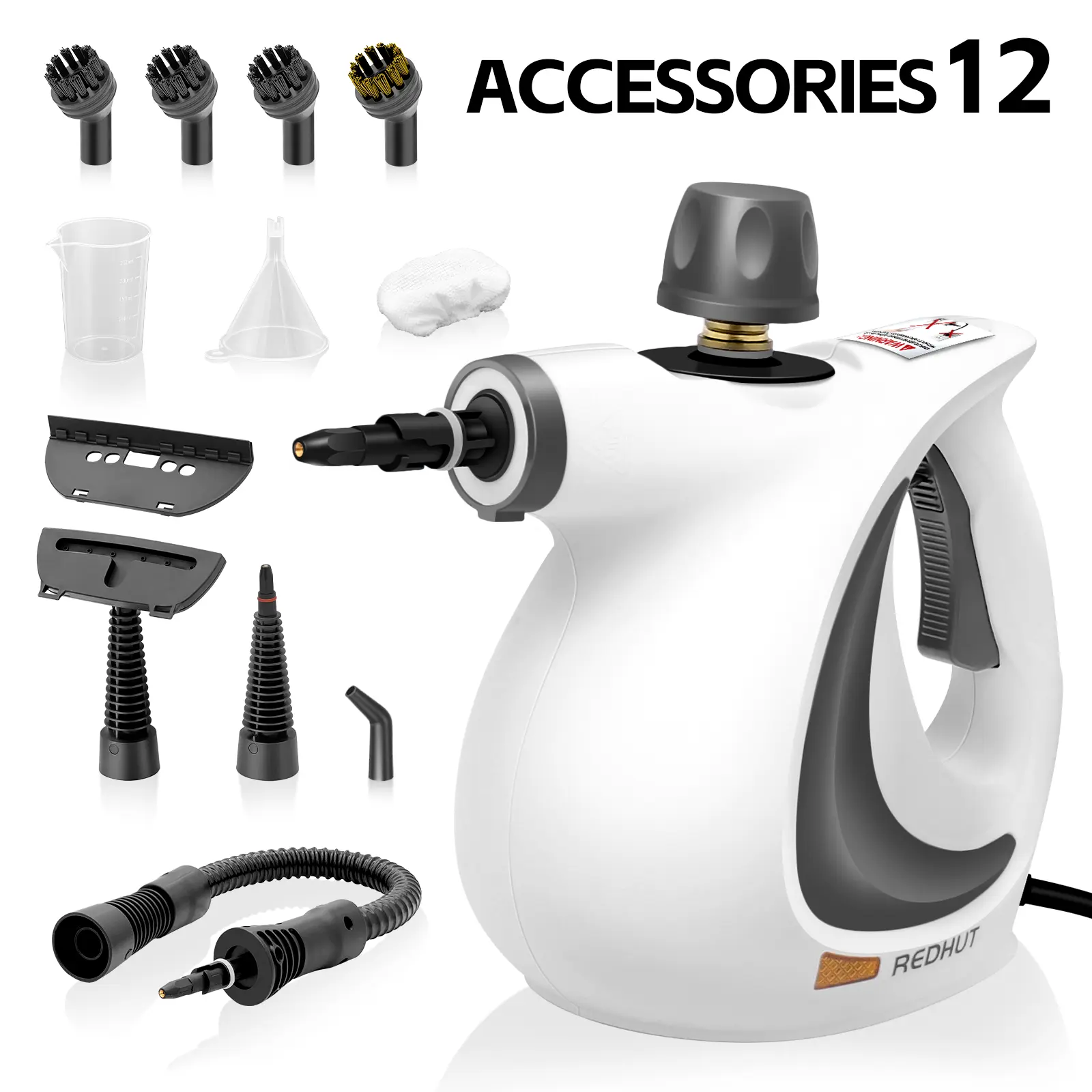 Redhut 2026 Pressurized Handheld Multi-Surface Natural Steam Cleaner with 12 pcs Accessories Powerful, Chemical-Free, Steamer for Home And Car, Cleaning Washing Machine, Air Conditioner, Kitchen, Summerclean Appliances Tool Household