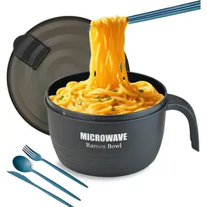 Large Ramen Bowl, Ramen Noodle Bowls Microwavable,Ramen Bowl Microwavable 45 oz, Ramen Cooker, Microwave Pasta Cooker, Ramen Bowl Microwave  for College Boys Girls Male Female Dorm Room (black)