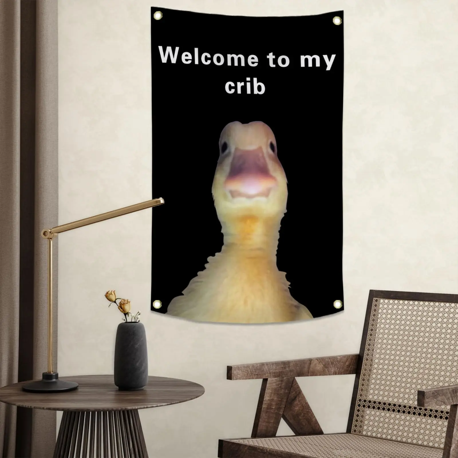 Welcome to My Crib Flag 2x3 Feet Funny Polyester Flag with Brass Grommets for Dorm Room Decor College Man Cave Wall Art