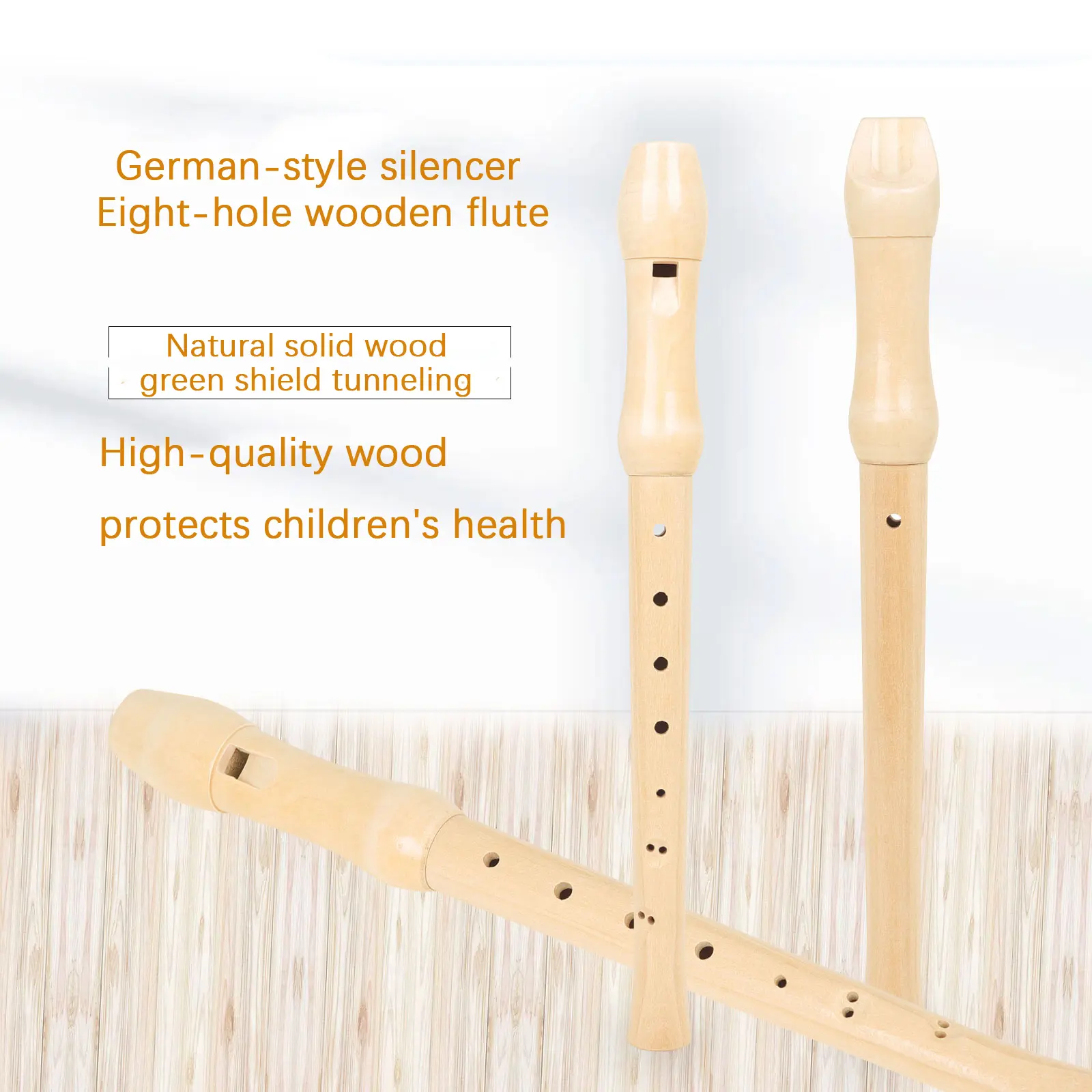 8-Hole German-Style Flute High Pitch Wood Color, Traditional Musical Instrument, Wooden Craftsmanship, Perfect for Music Lovers & Beginners