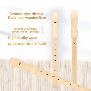 8-Hole German-Style Flute High Pitch Wood Color, Traditional Musical Instrument, Perfect for Music Lovers & Beginners