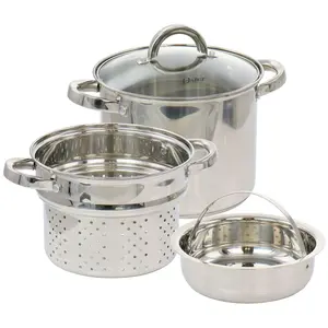 Oster Sangerfield 4 Piece 5 Quart Stainless Ste el Pasta Pot