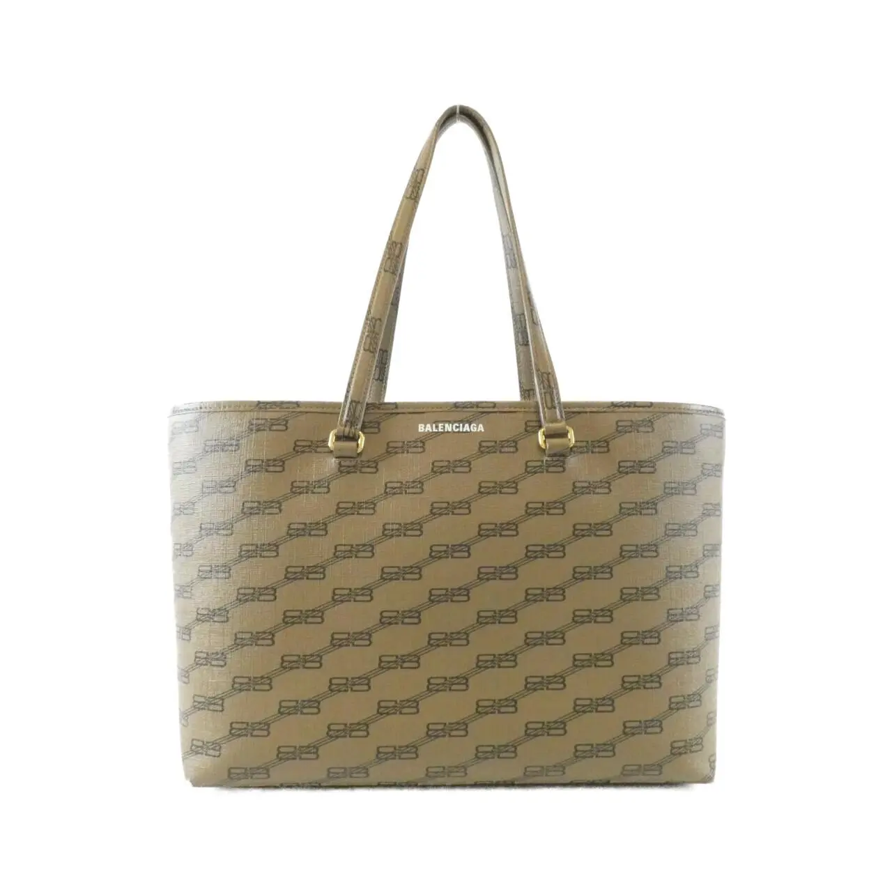 Pre-owned Balenciaga Canvas Tote Bags Signature Medium Shopper BB Monogram Coated Tote Bag