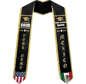 Customized Mexican Graduation Stole, Mexico Graduation Sash 2025, Mexican American Graduation Sash for Class Of 2025