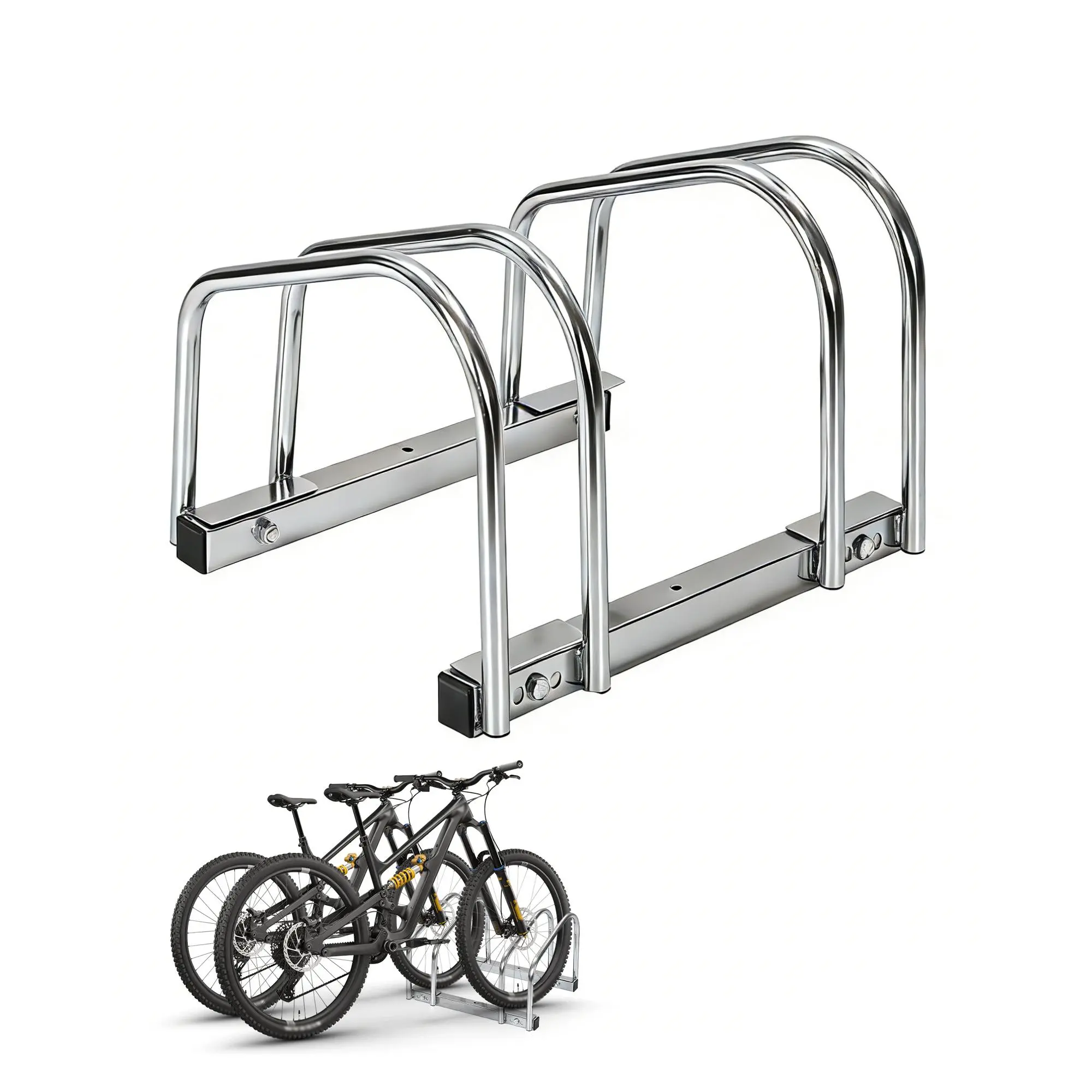 Heavy Duty Freestanding Bike Parking Rack – Steel Floor Stand for 2 Bicycles, Fits 22-28" Wheels, 2.2" Tires – Stable, Indoor/Outdoor Storage Organizer for Garage, Home, Apartment
