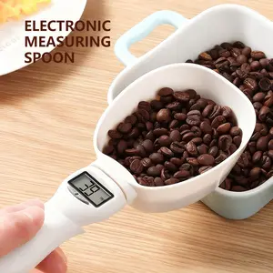 Digital Food Measuring Scoop Scale Electronic Kitchen Measuring Spoon Scale for Cooking Baking Smart Adjustable Measure Cup with LCD Display Tare Function for Home Cooks Bakers Chefs Pet Owners