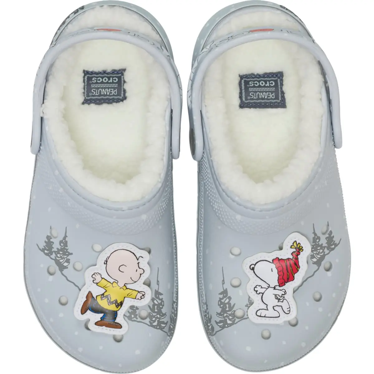 Crocs Kids' Peanuts Charlie Brown & Snoopy Holiday Classic Lined Clogs, Fuzzy Slippers for Girls and Boys