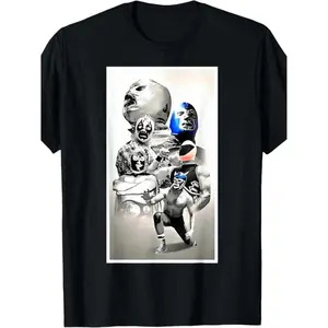 Vintage Mexican Wrestler Legend Lucha Libre Demon Blue Art T-Shirt 100%25 Made In USA