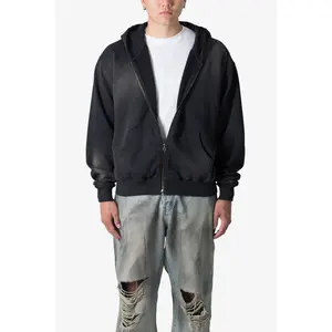 mnml Faded Basic Zip Up Hoodie - Washed Black